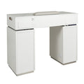 LUX GT45 Single Manicure Nail Table Marble Top with 2 UV Holes, Vent Pipe OR Vacuum Machine, & USB