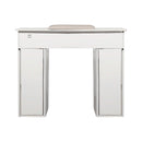 LUX Le Blanc Single Manicure Nail Table Marble Top with UV Hole, Vent & USB