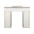 LUX Le Blanc Single Manicure Nail Table Marble Top with UV Hole, Vent & USB